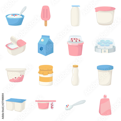 Isolated object of dairy and fresh icon. Collection of dairy and food vector icon for stock.