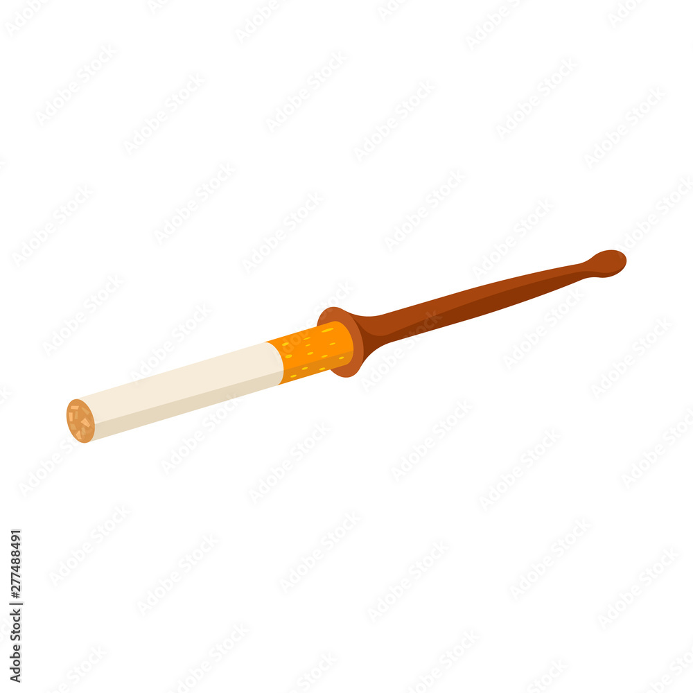 Vector illustration of mouthpiece and cigarette logo. Collection of mouthpiece and fashion stock symbol for web.