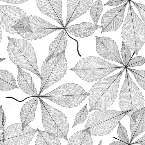 Seamless pattern with chestnut leaves .Vector illustration. 