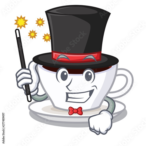 Magician character latte macchiato in the fridge
