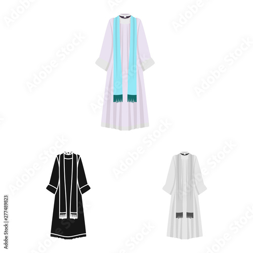 Isolated object of cape and priest icon. Collection of cape and religion stock symbol for web.