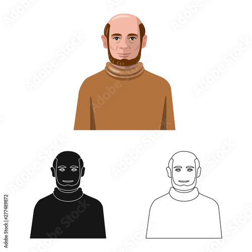 Vector design of hairstyle and profession icon. Collection of hairstyle and character vector icon for stock.