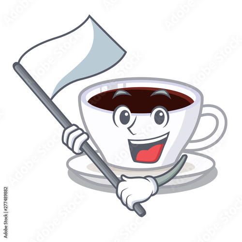 With flag character latte macchiato in the fridge