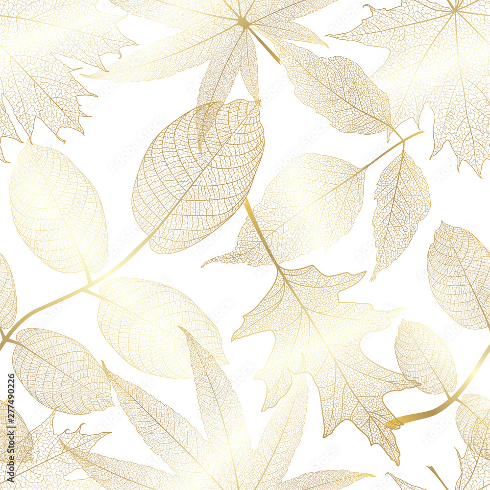 Seamless pattern with leaves. Vector illustration.