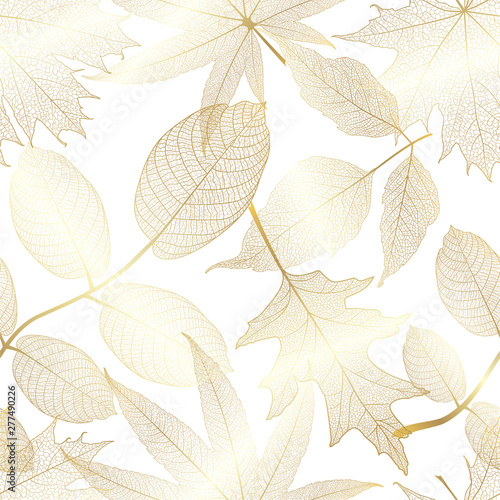 Seamless pattern with leaves. Vector illustration.