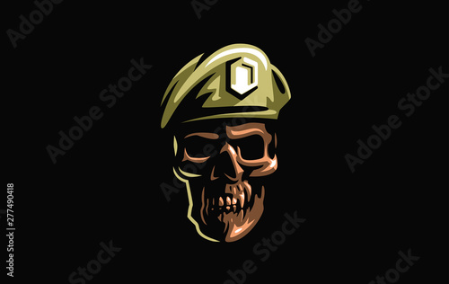 Skull in a military beret 