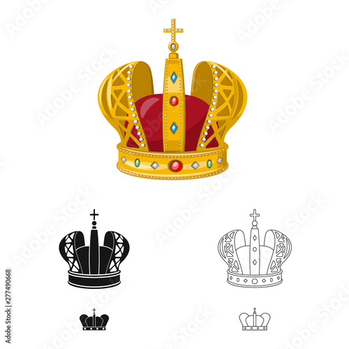 Vector design of medieval and nobility icon. Set of medieval and monarchy stock vector illustration.