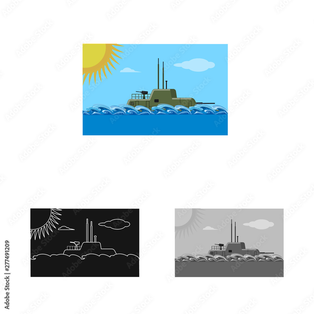 Isolated object of war and ship icon. Set of war and fleet stock symbol for web.