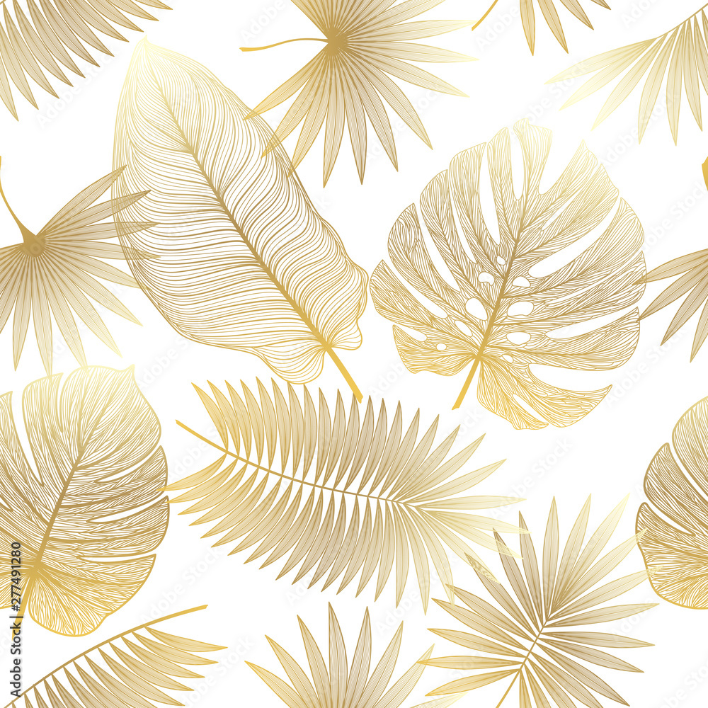 Fototapeta Bezszwowy wzór z tropikalną liść palmą. Ilustracji wektorowych.