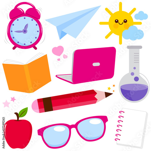 School objects set. Vector illustration collection