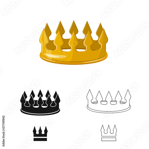 Isolated object of medieval and nobility icon. Set of medieval and monarchy stock vector illustration.