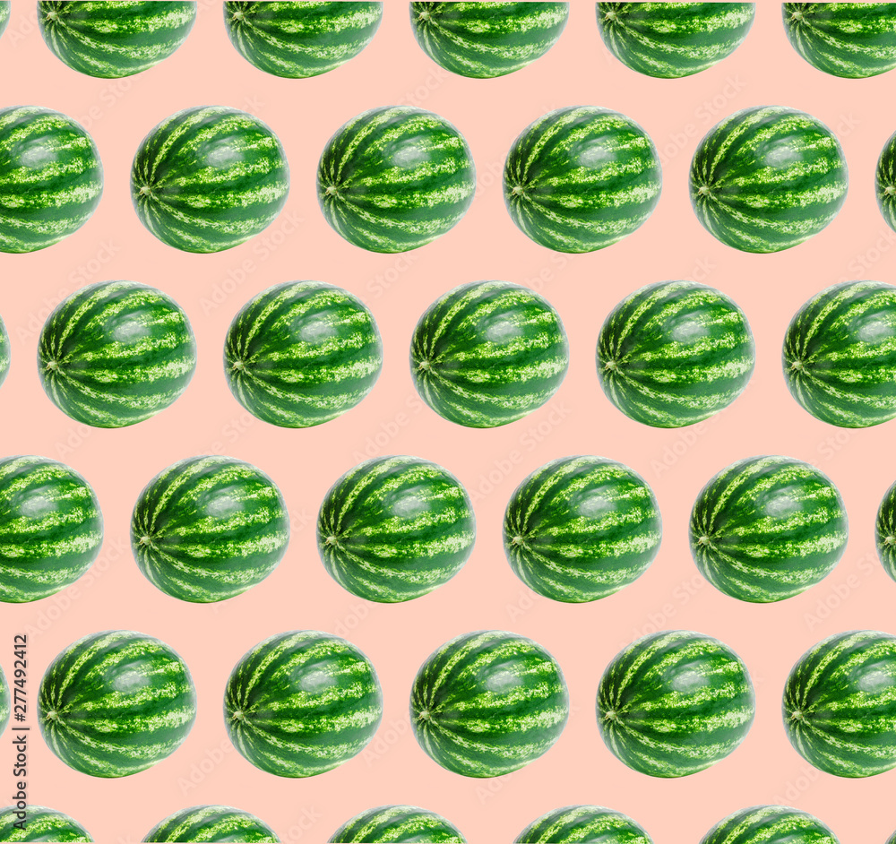 Flat lay composition with slices and seeds of watermelon on color background Flat lay composition with slices and seeds of watermelon on color background