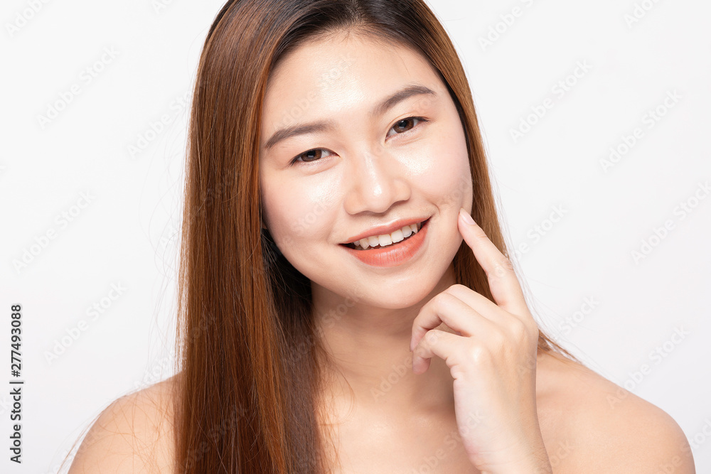 Beautiful Attractive Charming Asian young woman smile with white teeth and touching soft cheek feeling so happy and cheerful with healthy skin,isolated on white background,Beauty Cosmetology Concept Beautiful Attractive Charming Asian young woman smile with white teeth and touching soft cheek feeling so happy and cheerful with healthy skin,isolated on white background,Beauty Cosmetology Concept