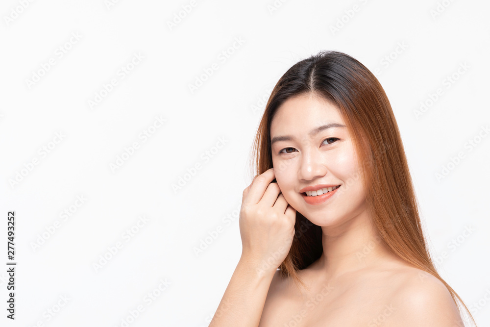 Beautiful Attractive Charming Asian young woman smile with white teeth and touching soft cheek feeling so happy and cheerful with healthy skin,isolated on white background,Beauty Cosmetology Concept Beautiful Attractive Charming Asian young woman smile with white teeth and touching soft cheek feeling so happy and cheerful with healthy skin,isolated on white background,Beauty Cosmetology Concept