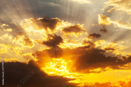 Divine Sunset with sun rays