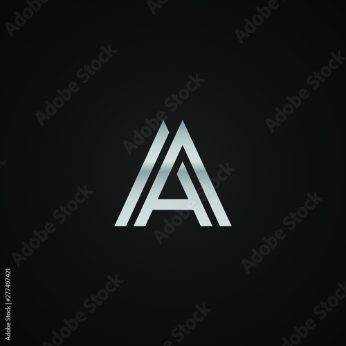 AA initial letter elegant Logo template vector creative business black and silver color based photo