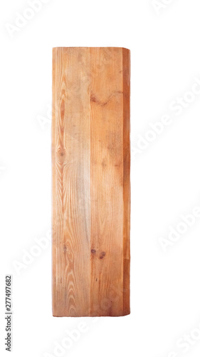 Wooden plank isolated on white background.