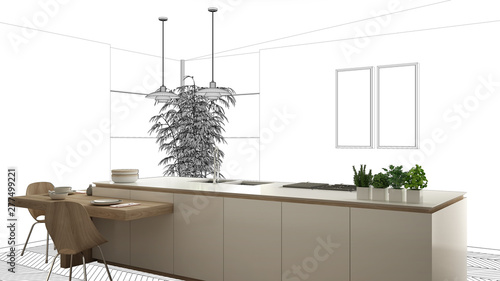 Canvastavla Unfinished project, under construction draft, concept interior design sketch, ha
