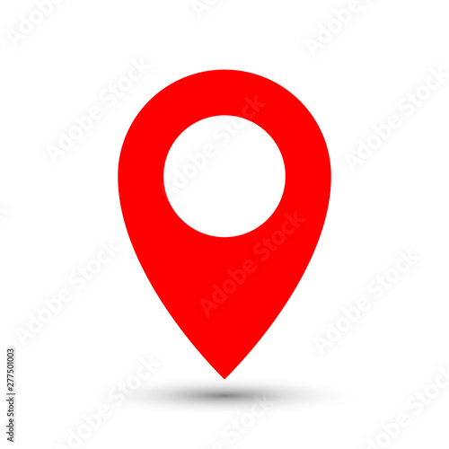Free Download Thin out line red pin location gps icon. Geometric marker flat shape element. Abstract EPS 10 point illustration. Concept vector sign. - GFXLoad