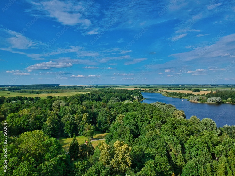 Aerial view of the lake in Nesvizh, Minsk region of Belarus Aerial view of the lake in Nesvizh, Minsk region of Belarus