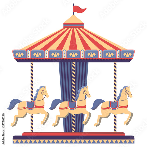 Carousel with horses in amusement park photo