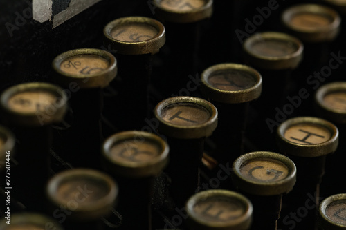 A Close-up image of a vintage typewriter Round-Key Keyboard.