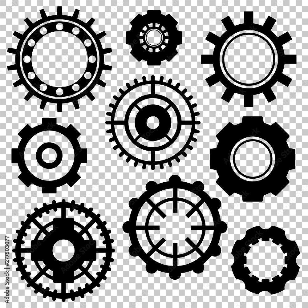 gears clip art black and white