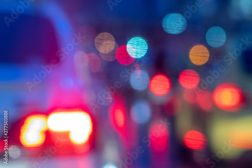 Colorful blurred abstract background from traffic jam on the road.