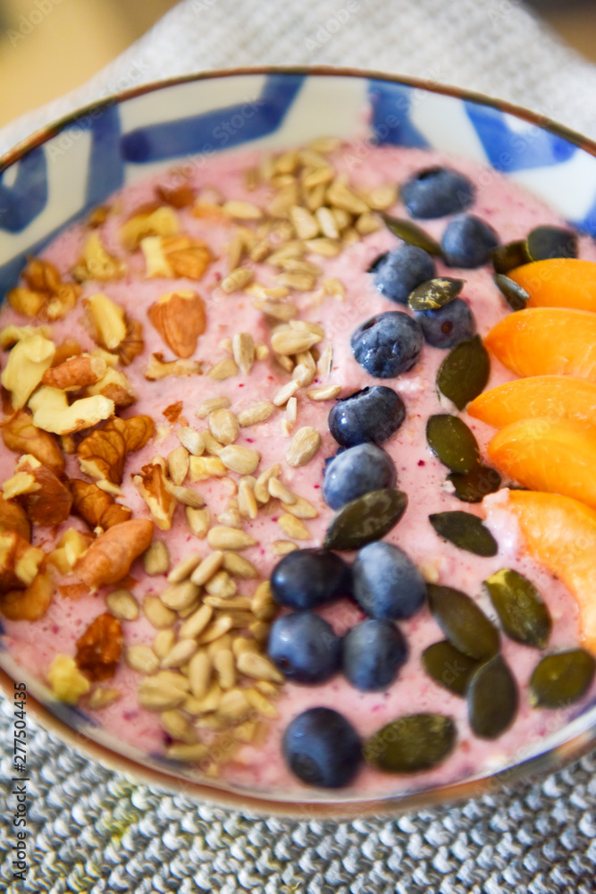Healthy breakfast. Oatmeal porridge with fresh fruit and cranberries. Healthy breakfast. Oatmeal porridge with fresh fruit and cranberries.