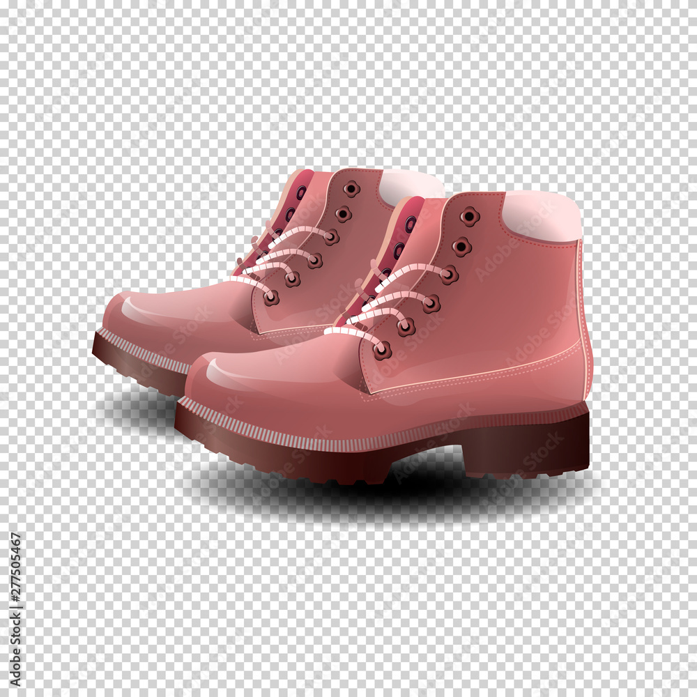 Pink autumn boots for women, children. 3D on transparent background. isolate. Pink autumn boots for women, children. 3D on transparent background. isolate.