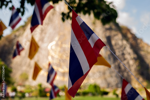 waving Thai flag of Thailand