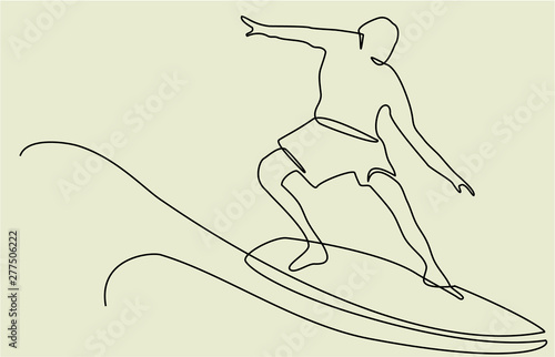Abstract surfer one line drawing 