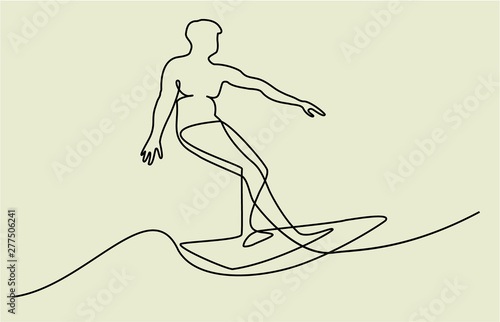 Abstract surfer one line drawing 