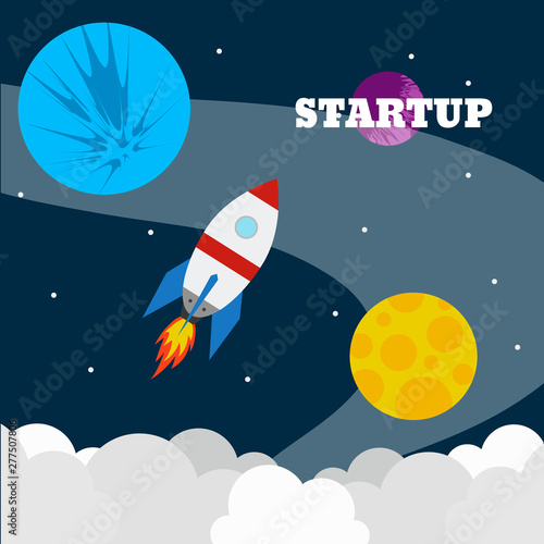 Business project startup with rocket design eps 10