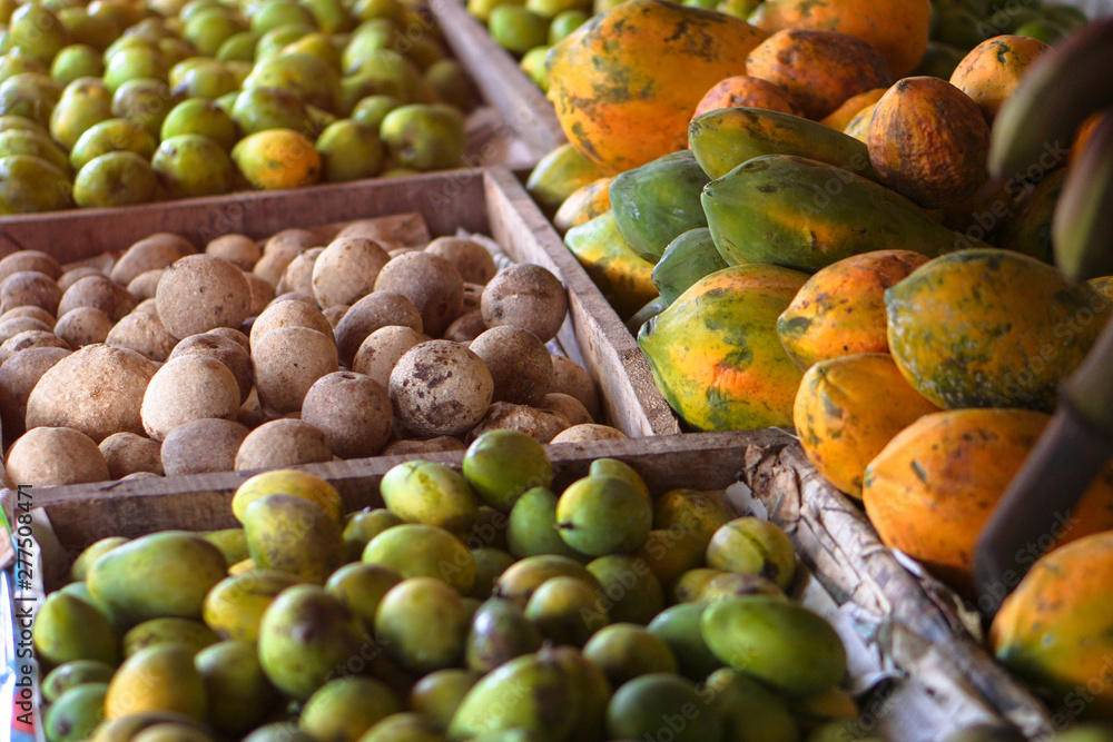 Eastern market and its vegetarian fruits. A variety of tropical fruits. Stock photo Eastern market and its vegetarian fruits. A variety of tropical fruits. Stock photo