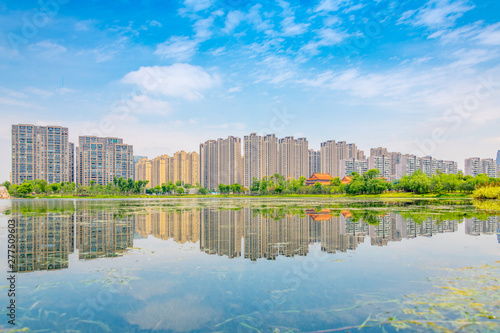 Architectural scenery around Jincheng Lake Park in Chengdu, Sichuan Province, China photo