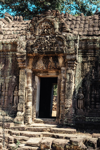 Prea Khan temple is Khmer ancient temple in complex Angkor Wat in Siem Reap, Cambodia in a summer day