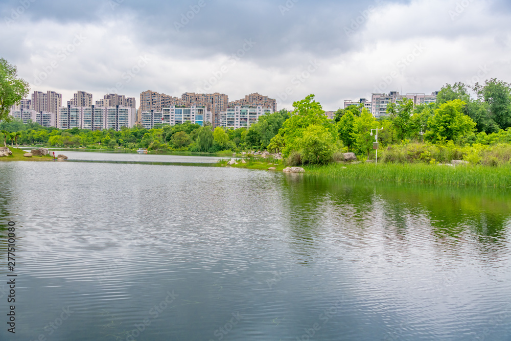 Architectural scenery around Jincheng Lake Park in Chengdu, Sichuan Province, China Architectural scenery around Jincheng Lake Park in Chengdu, Sichuan Province, China