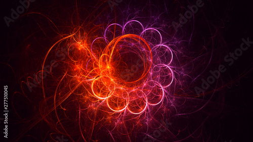 3D rendering abstract red fractal light background