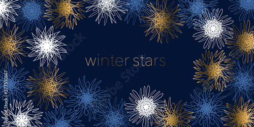 Abstract sketch style snowflakes elements