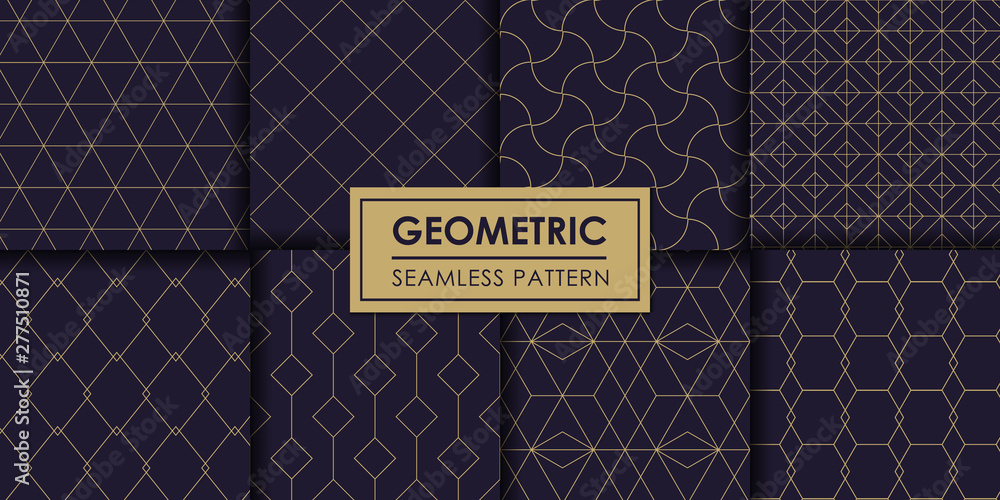 Luxury geometric seamless pattern set, Decorative wallpaper.