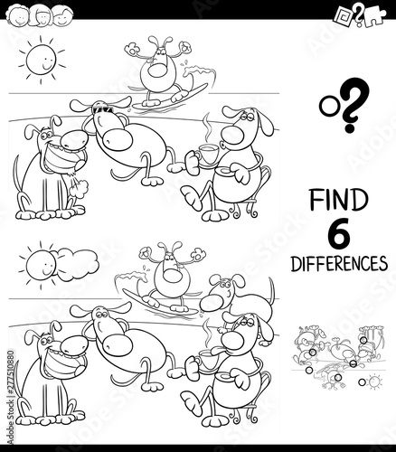 differences color book with dogs group
