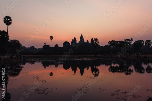 Sunrise in Cambodia. Angkor Wat is the largest religious monument in the world and a World heritage listed complex