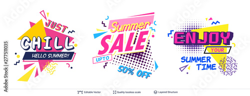 Set of summer party ad backgronds in pop-art style