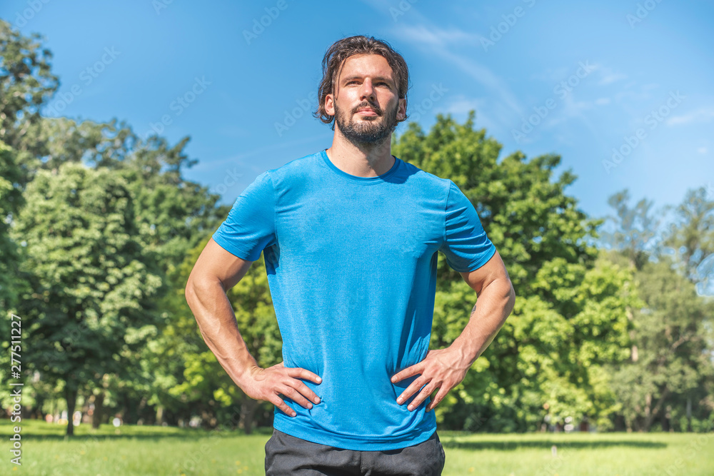 Young handsome man enjoying sunrise and relaxing in nature Young handsome man enjoying sunrise and relaxing in nature