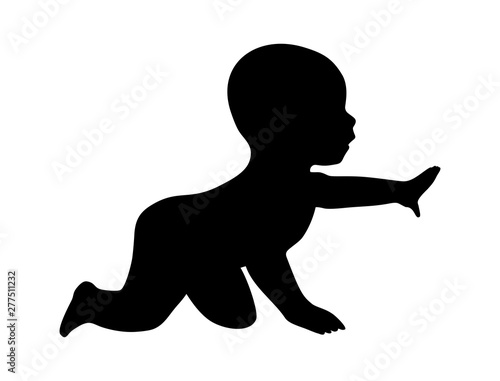 Child silhouette. Vector black flat icon isolated on white