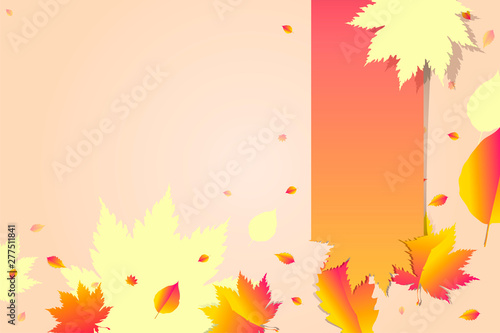 Pink gently autumn leaves gently background landscape background illustration