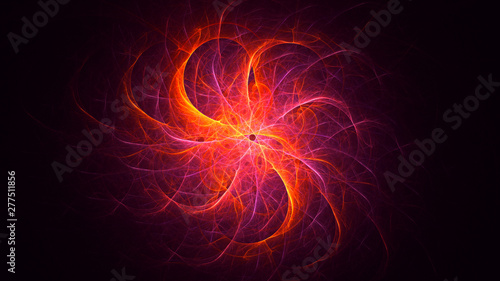 3D rendering abstract red fractal light background