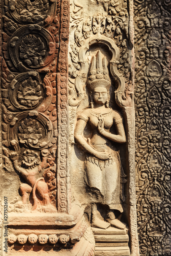 Ta Prohm temple. Ancient Khmer architecture under the giant roots of a tree at Angkor Wat complex, Siem Reap, Cambodia Ta Prohm temple. Ancient Khmer architecture under the giant roots of a tree at Angkor Wat complex, Siem Reap, Cambodia