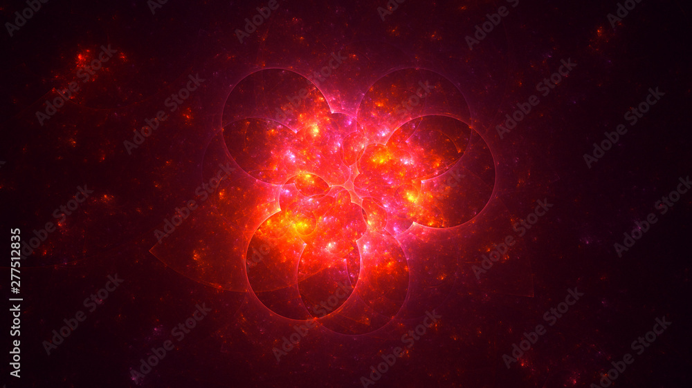 Obraz premium 3D rendering abstract red fractal light background